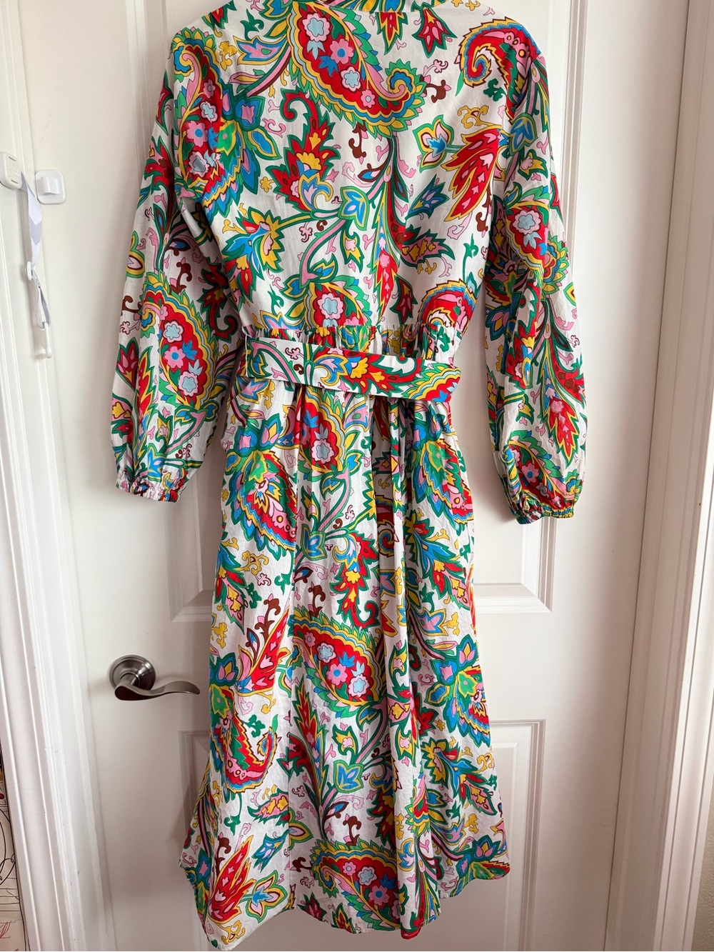 Boden Women’s Paisley Azure Cotton Dress with Bright Accent Colors 8P - Picture 3 of 8